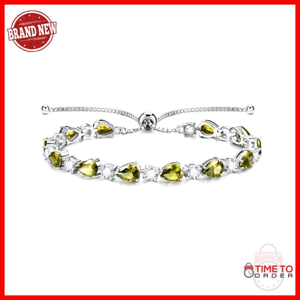 Sterling Silver Tennis Bracelet with Bolo Clasp, Adjustable 5.5-9.13 Inch